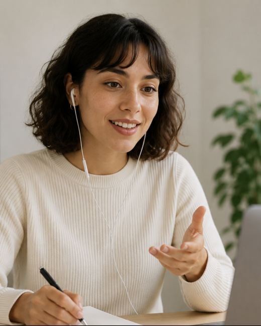 A stakeholder on a video call during a voice interview